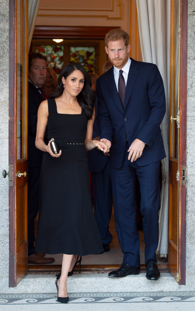 Prince Harry, Duke of Sussex and Meghan, Duchess of Sussex attend a reception at Glencairn during Day One of their visit to Ireland on July 10, 2018 in Dublin, Ireland.